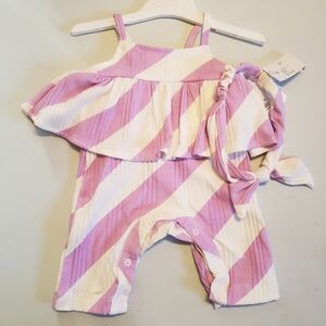 Grayson Mini Lavender and White Striped Set with Headband